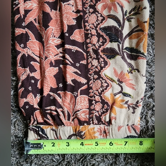 Anthropologie Smocked Balloon-Leg Bird Floral Print Pants Sz 12 - Picture 5 of 9